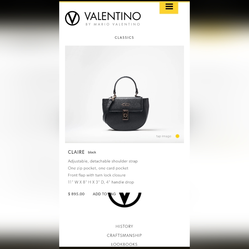 VALENTINO Black Claire Hand Bag - Picture 16 of 16
